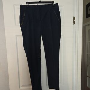 LOFT Marisa Navy Women's Pants with Zipper Pockets Size 4